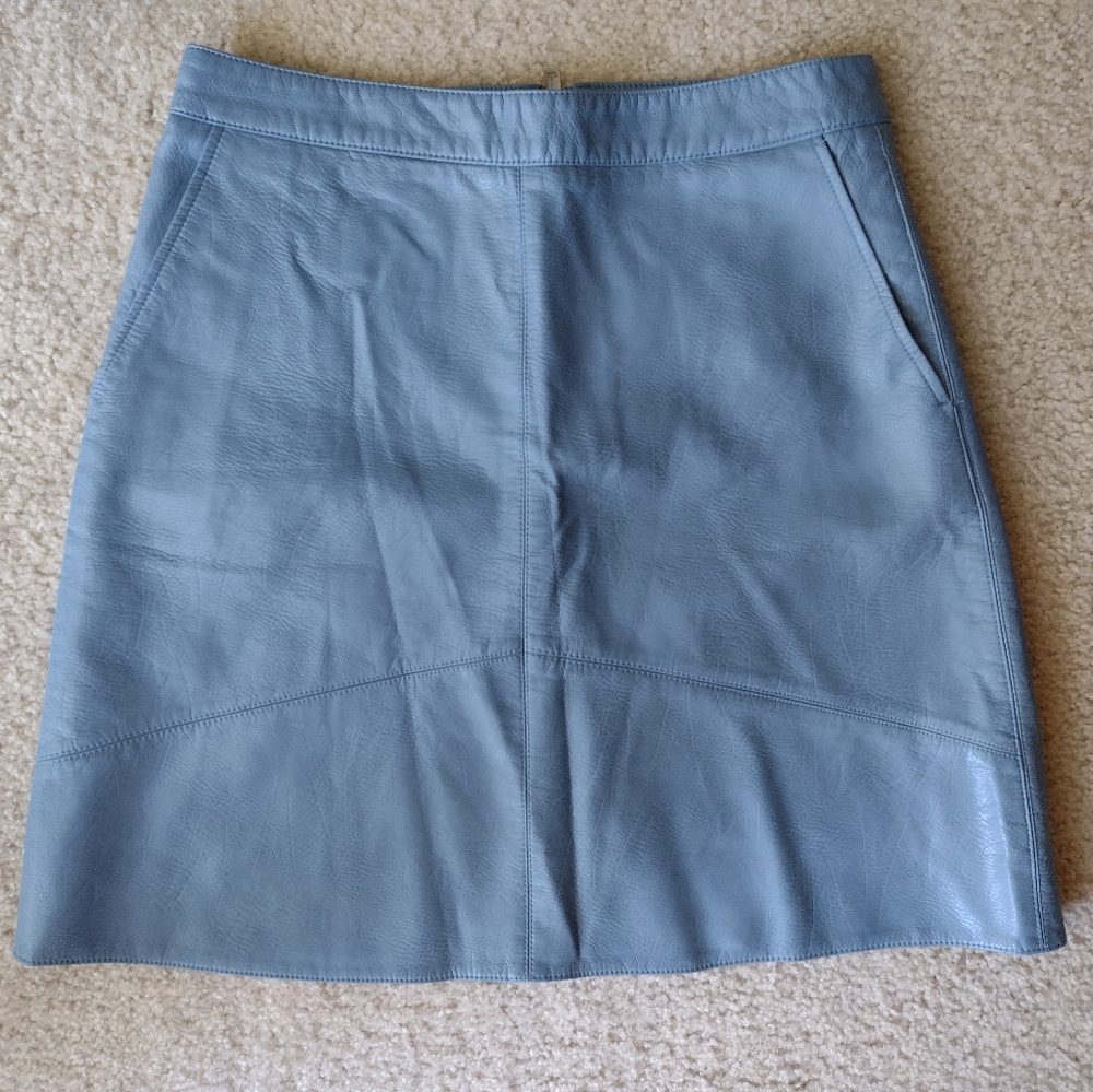 Zara Gorgeous Dusty Blue Vegan Leather Skirt